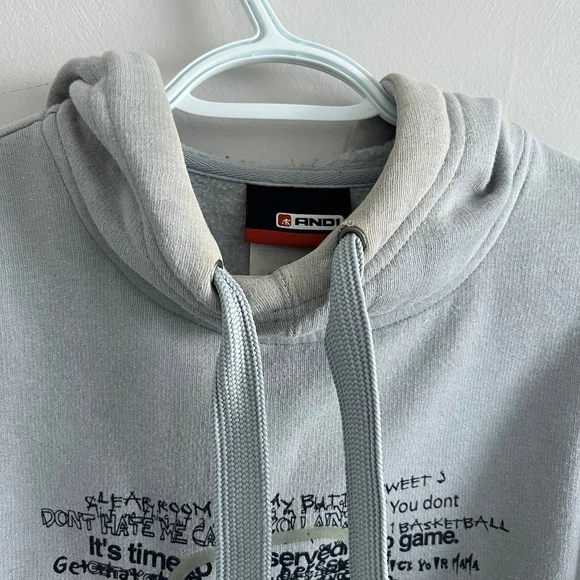 Gray Hoodie with Embroidered Detail - Picture 4 of 6